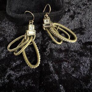 SILPADA Swarovski Crystals KR Modern Maven Brass 2" Drop Dangle Earrings